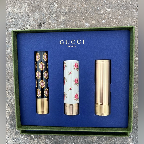 NWT 💋Gucci Beauty 3 Pack Lipsticks Boxed Set in Rouge Red & Gucci Lip Liner - Picture 6 of 16
